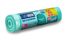 Lemon Moon пакеты для мусора прочные с завязками раздельные 35 л 15 шт
