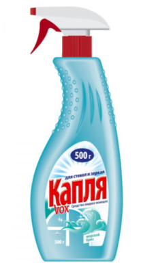 КАПЛЯ VOX Средство для стекол и зеркал, Морской бриз (Refill), 1000 г 