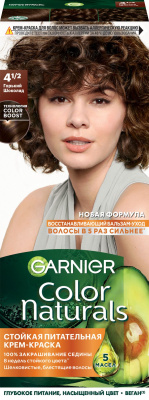 Garnier стойкая питательная крем краска для волос color naturals оттенок 4 1/2 горький шоколад 