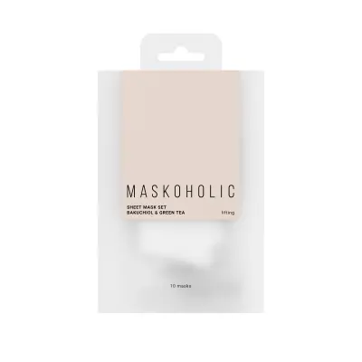 Maskoholic омолаживающая тканевая маска для лица с бакучиолом и экстрактом зеленого чая набор 10 шт 