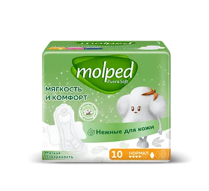 Molped ультратонкие прокладки pure soft с крылышками нормал 10шт