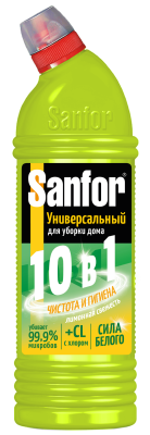 Sanfor Universal средство для чистки и дезинфекции 10 в1 лимонная свежесть 750 мл 