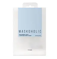 Maskoholic увлажняющая тканевая маска с гиалуроновой кислотой и 4 видами пептидов набор 10 шт