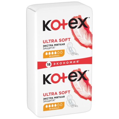Kotex ultra soft гигиенические прокладки нормал 18 шт 