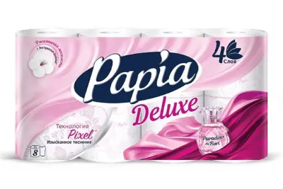 Papia туалетная бумага белая и рисунком четырёхслойная 8шт 