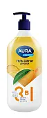 Aura family гель смузи для душа 3 в1 дыня ананас персик флакон дозатор 1000 мл