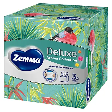 Zemma салфетки для лица 3 х слойные deluxe арома коллекция 60 шт