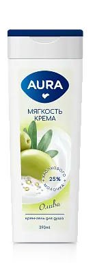 Aura крем гель для душа олива флакон флиптоп 390 мл