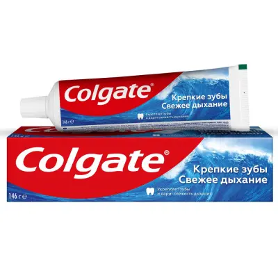 Colgate зубная паста крепкие зубы свежее дыхание для укрепления эмали и защиты от кариеса 100 мл 