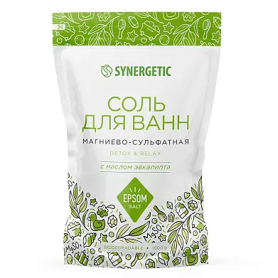 Synergetic соль для ванн магниево сульфатная с маслом эвкалипта 1 кг