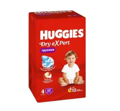 Huggies expert 4 l 9-14 кг трусики подгузники 17 шт 