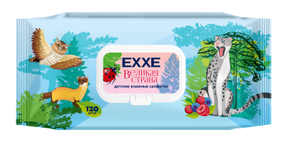 Exxe детская серия великая страна влажные салфетки ягодный микс 120 шт 
