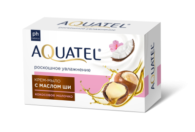 AQUATEL крем мыло твердое кокосовое молочко масло ши 90 г 
