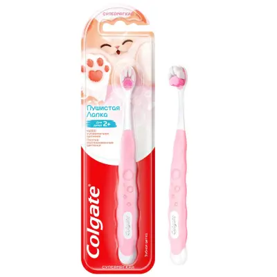 Colgate зубная щетка детская пушистая лапка 2+ супермягкая 