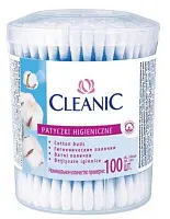 Cleanic ватные палочки гигиенические в круглой коробке 100 шт