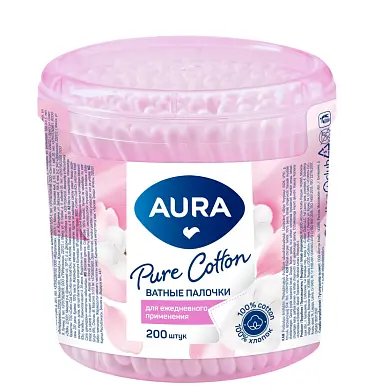 Aura ватные палочки 200 шт стакан