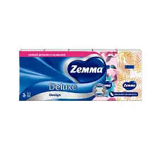 Zemma носовые платочки delux дизайн 3 х слойные 1 шт =1 пачка 1 уп по 10 платочков
