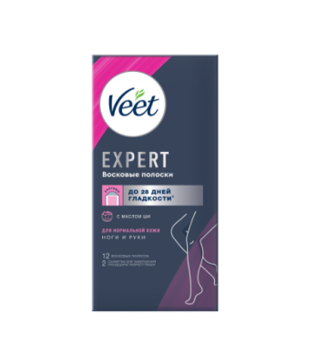 Veet Expert восковые полоски для нормальной кожи 12 шт 