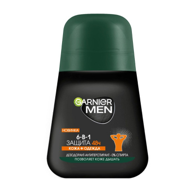 Garnier дезодорант антиперспирант роликовый для тела men 6-в-1 защита 48 ч мужской 50 мл 