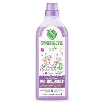 Synergetic кондиционер ополаскиватель для белья лавандовое поле 1 л 33 стирки 