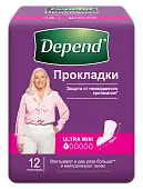 Depend прокладки урологические для женщин ultra mini при недержании 12 шт