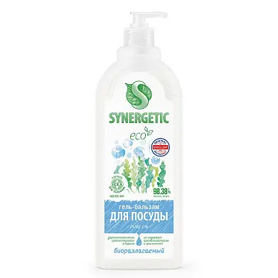 Synergetic гель бальзам для посуды pure 0% 1 л