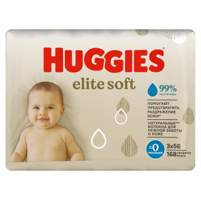 Huggies Elite Soft влажные салфетки для новорожденных 168 шт 