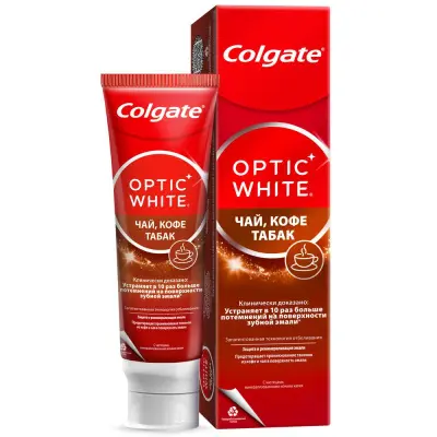 Colgate white зубная паста чай кофе табак отбеливающая с натуральными маслами мяты 75 мл 