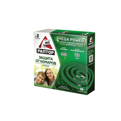 РАПТОР Спираль от комаров без запаха 10 шт new 