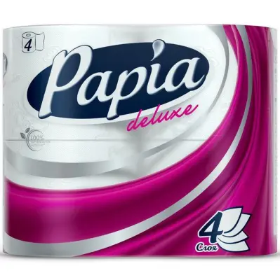 'Papia ' Туалетная бумага белая четырёхслойная, 4 шт 