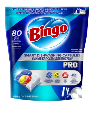 Bingo pro капсулы для посудомоечной машины 80 шт 
