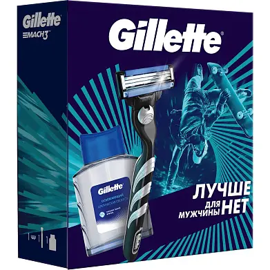Подарочный набор gillette mach3 с 1 кассетой + gillette лосьон после бритья arctic Ice 50 мл