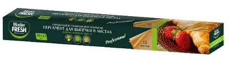 Master FRESH пергамент европейский в листах прямоугольный 38*42см 15листов коробка 1шт силиконизированный коричневый