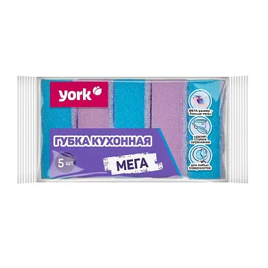 York губки для посуды мега 5 шт