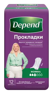 Depend прокладки урологические для женщин normal при недержании 12 шт 
