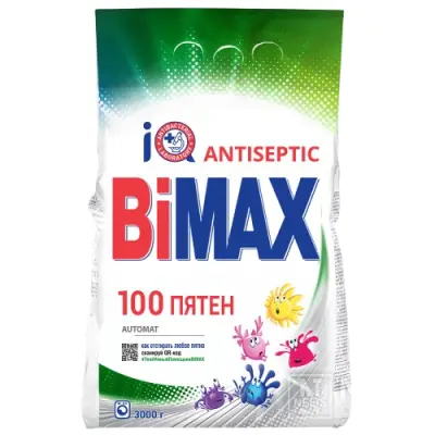 BiMax 100 пятен автомат стиральный порошок 3 кг 