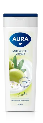 Aura крем гель для душа олива флакон флиптоп 390 мл 