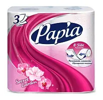 Papia туалетная бумага Таинственный сад белая трёхслойная 4шт