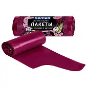 Homex пакеты для мусора 60 л 14 шт с ушками очень ушастые 12 мкр 57х68 см бордовые