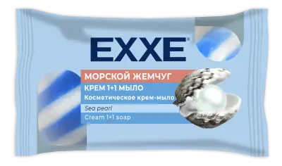 Exxe косметическое крем-мыло 1+1 морской жемчуг 4 шт*75 г синее полосатое экопак 