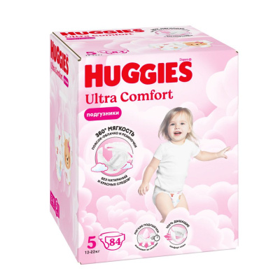 Huggies ultra comfort 5 12-22 кг подгузники 84 шт для девочек 