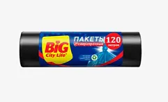 BIG City пакеты для мусора сверхпрочные 120л черные 10 шт
