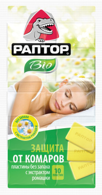 РАПТОР Пластины от комаров BIO с экстрактом ромашки в мини-прилавке 