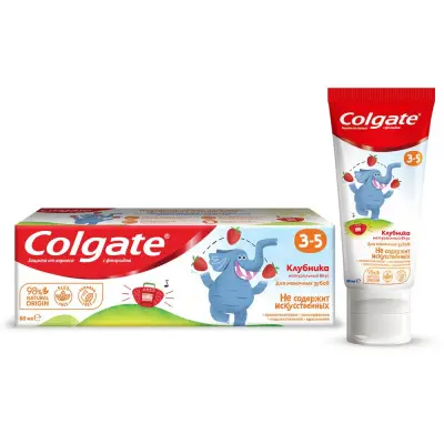 Colgate зубная паста детская 3-5 защита от кариеса с фторидом для детей от 3 до 5 лет со вкусом клубники 60 мл 