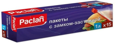 Paclan пакеты с замком- застёжкой 22х18см 1л 15шт 