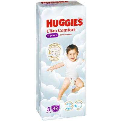 Huggies ultra comfort 5 12-17 кг трусики подгузники 42 шт для мальчиков 