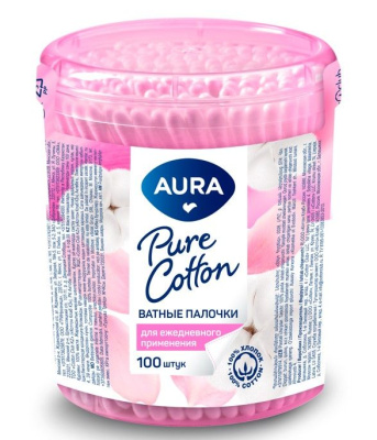 Aura ватные палочки 100 шт стакан 