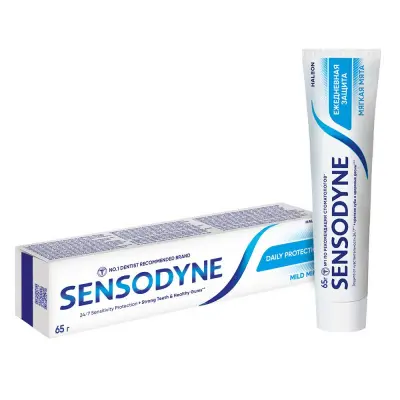 Sensodyne зубная паста ежедневная защита мягкая мята 65 г 