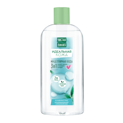 Чистая Линия идеальная кожа мицеллярная вода для проблемной кожи с цинком и зеленым чаем 400 мл 