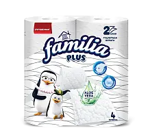 Familia Plus туалетная бумага белая двухслойная 4 шт